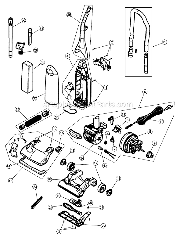 Page A Diagram and Parts List for 085610  Dirt Devil Upright Vacuum